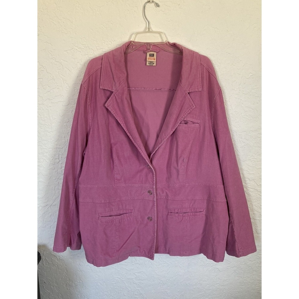 Faded Glory Pink Corduroy Plus Sz Blazer 22W/24W Rhinestone Buttons Stretch